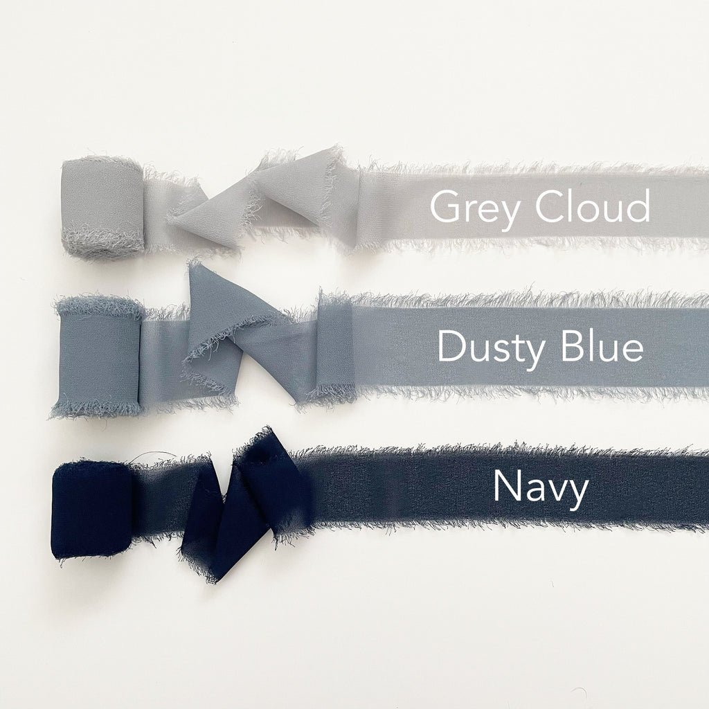 Blue Gray Mist Crinkle Chiffon Ribbon 2 